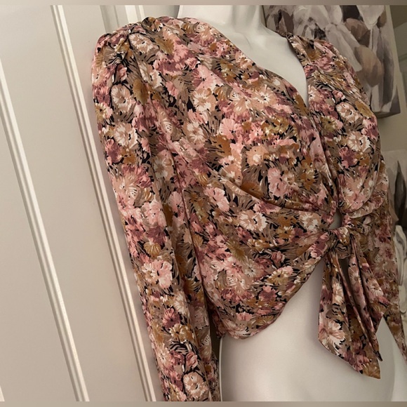 EN SAISON FLORAL BOHO TIE UP CROP TOP BLOUSE - Picture 4 of 14